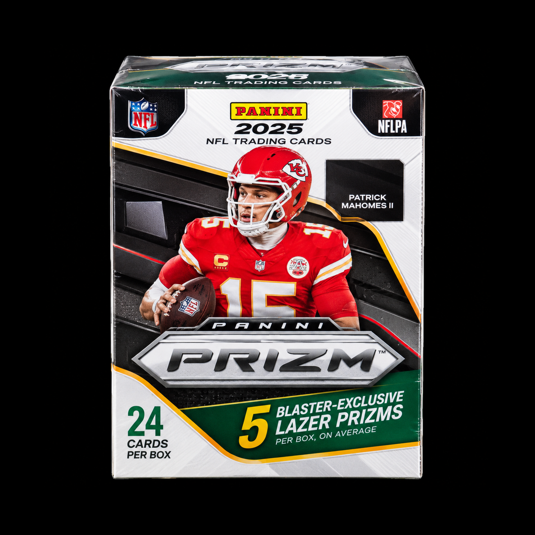 2025 Panini Prizm NFL Football Blaster Box, larger centered box image against black background