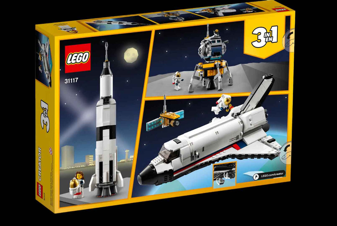 LEGO Space shuttle adventure, back of box, 3 in 1 lego set ideas