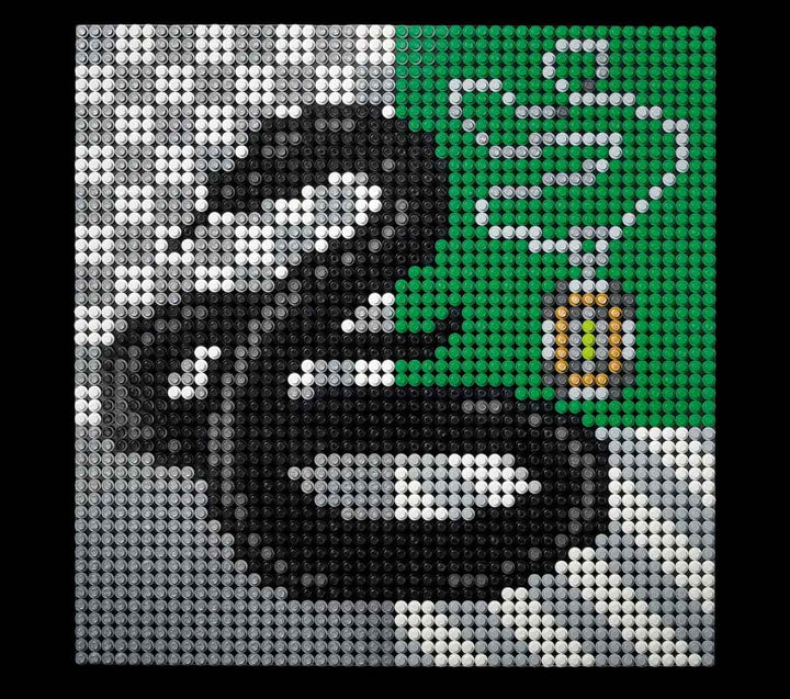 LEGO Slytherin house crest build, snake, green, black, grey
