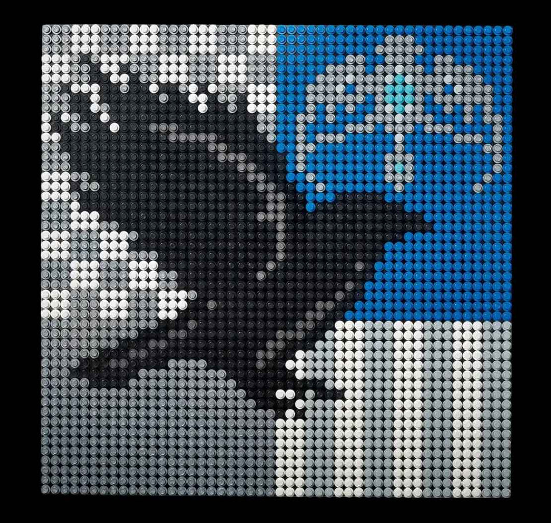 LEGO Ravenclaw house crest build, raven,, black, grey