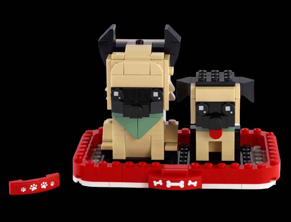 LEGO Brickheadz pets German Shepherd dog and puppy build