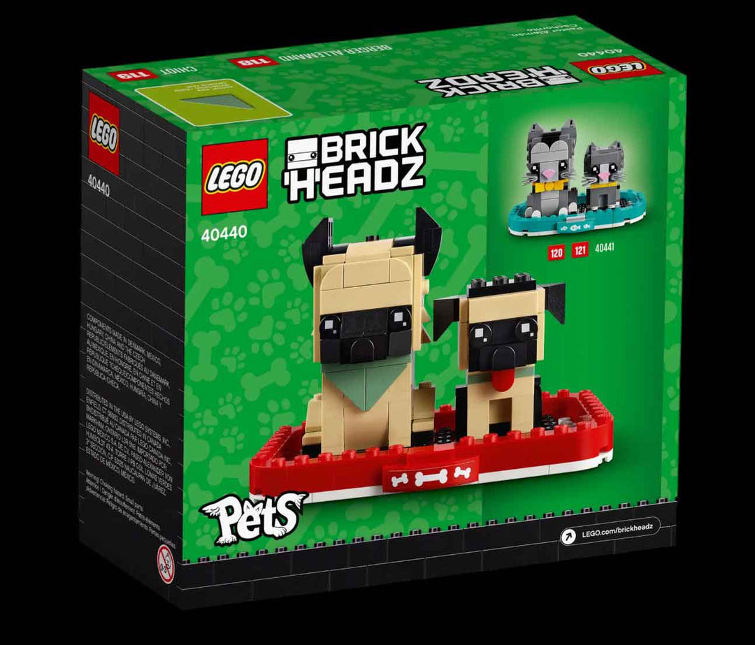 LEGO Brickheadz pets German Shepherd dog and puppy lego box, back side