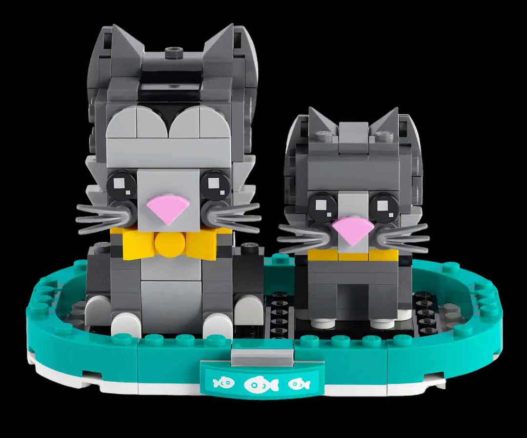 LEGO brickheadz Pets Shorthair cat and kitten lego build