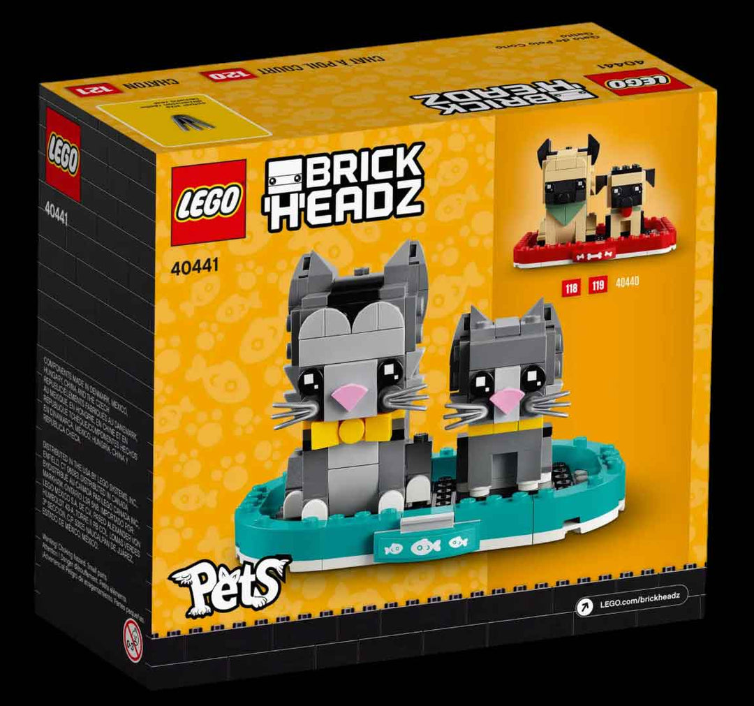 LEGO brickheadz Pets Shorthair cat and kitten lego box, back side