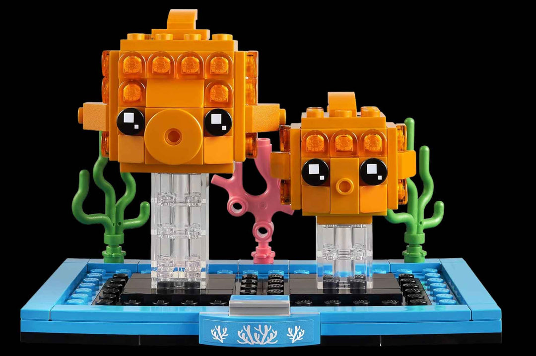 LEGO brickheadz pets goldfish build, two goldfish