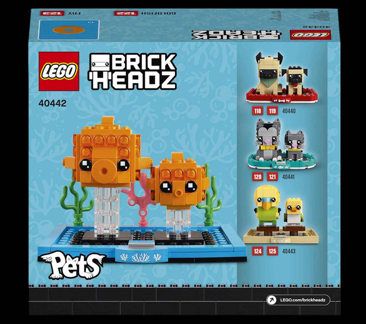 LEGO brickheadz pets goldfish lego box, back side