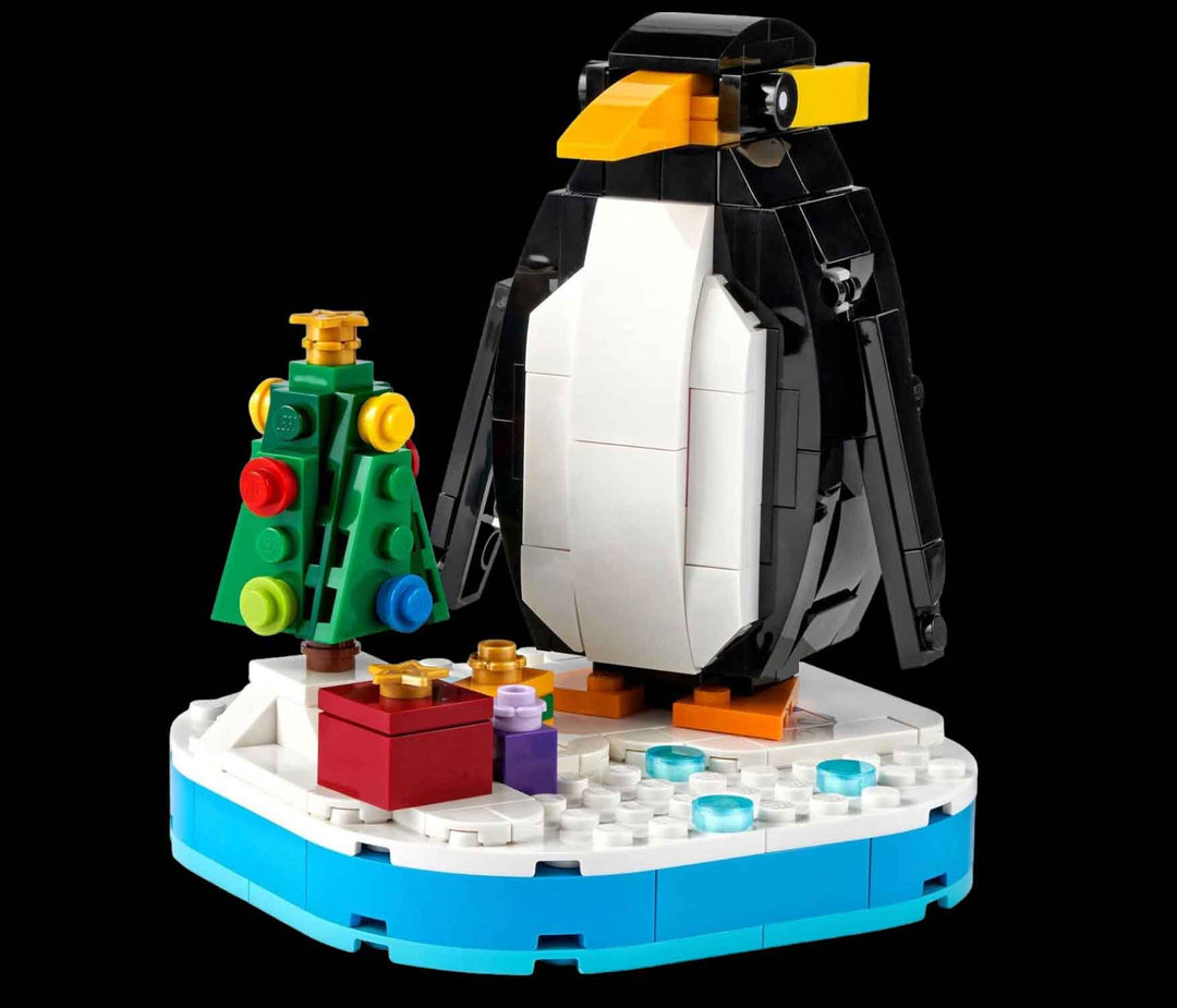 LEGO Christmas penguin build, pengiun, christmas tree, iceberg