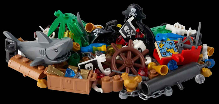 LEGO Pirates and treasures VIP add on legos, shark, pirate, skull and cross bones, 