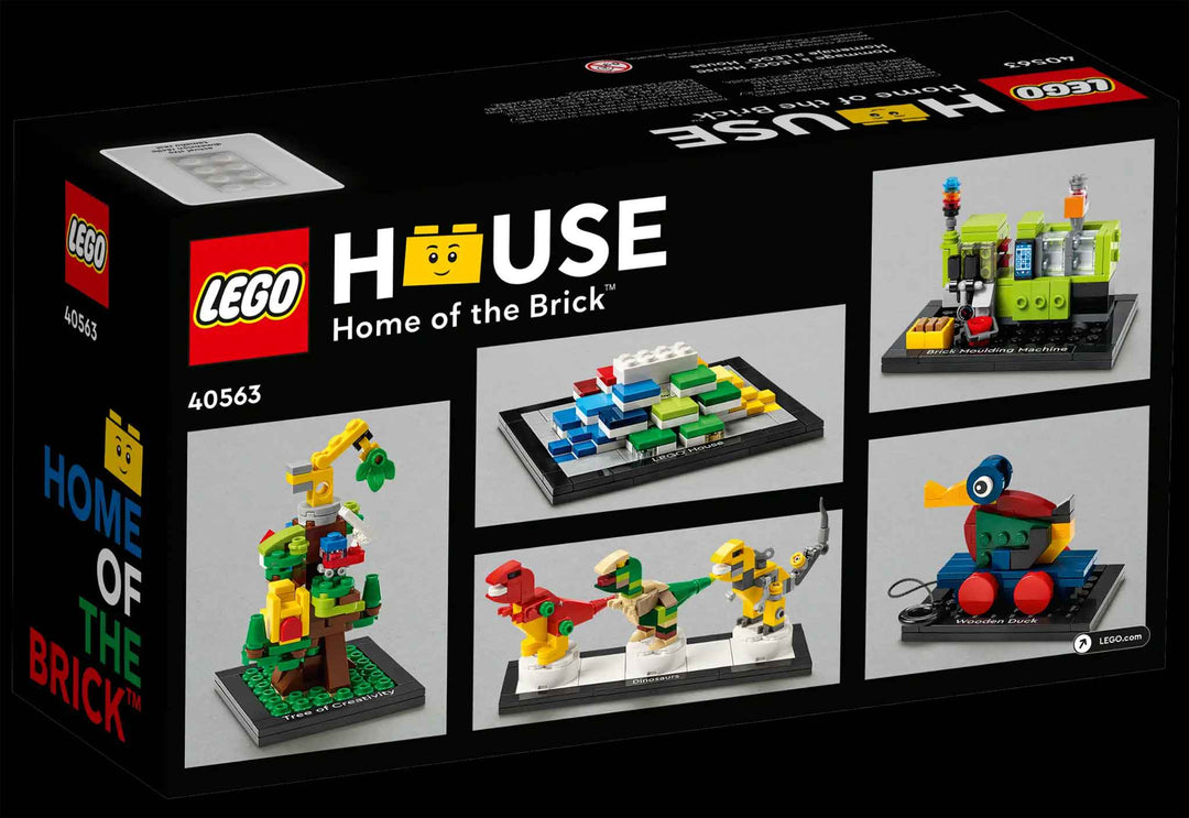 LEGO Tribute to LEGO house home of the brick box, toy duck, dinosaur, tree