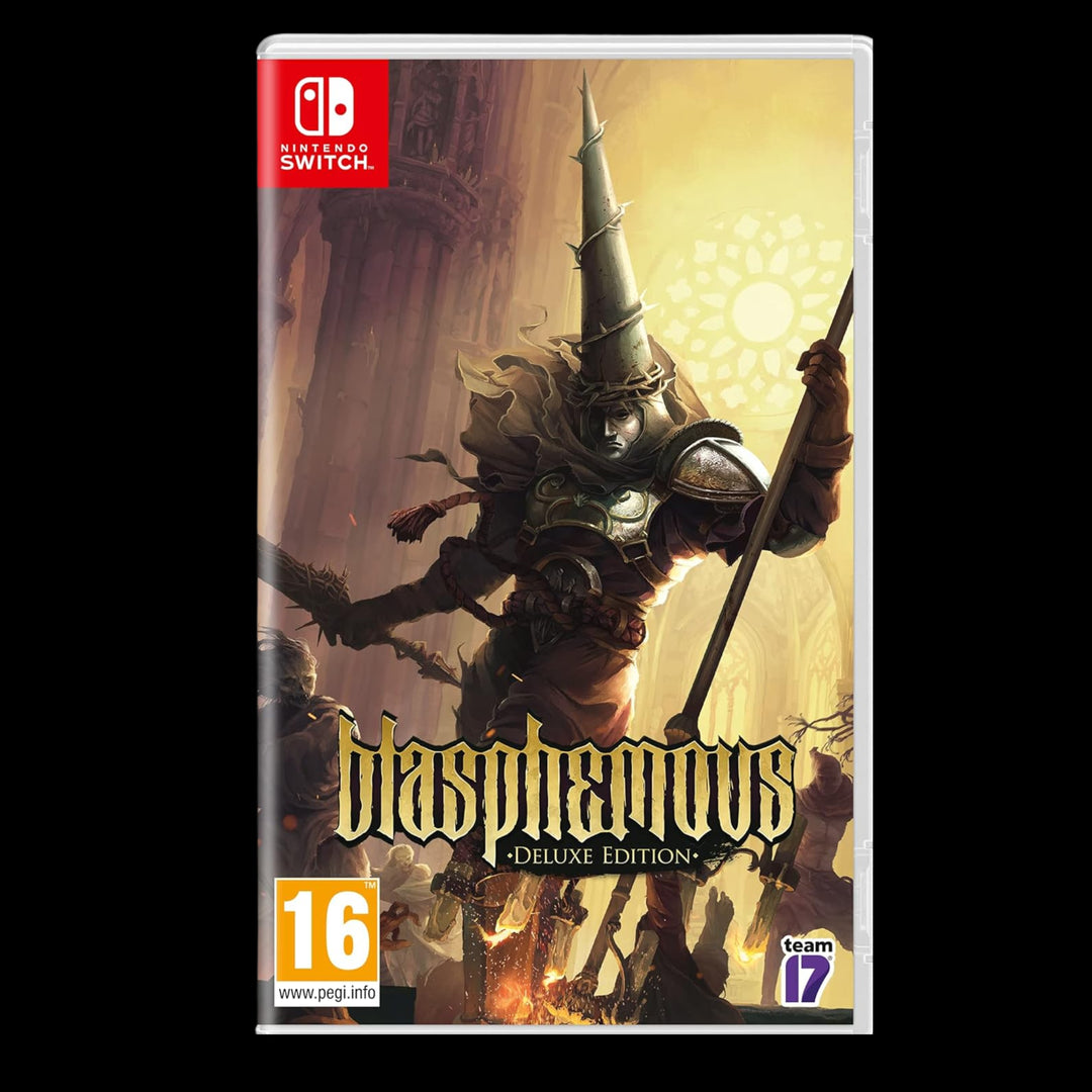 Front view of nintendo game Blasphemous Deluxe Edition (NSW) 