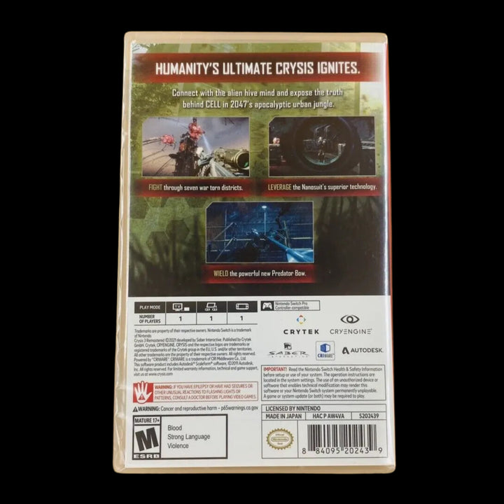 Back side of Crysis 3 Remastered (NSW)