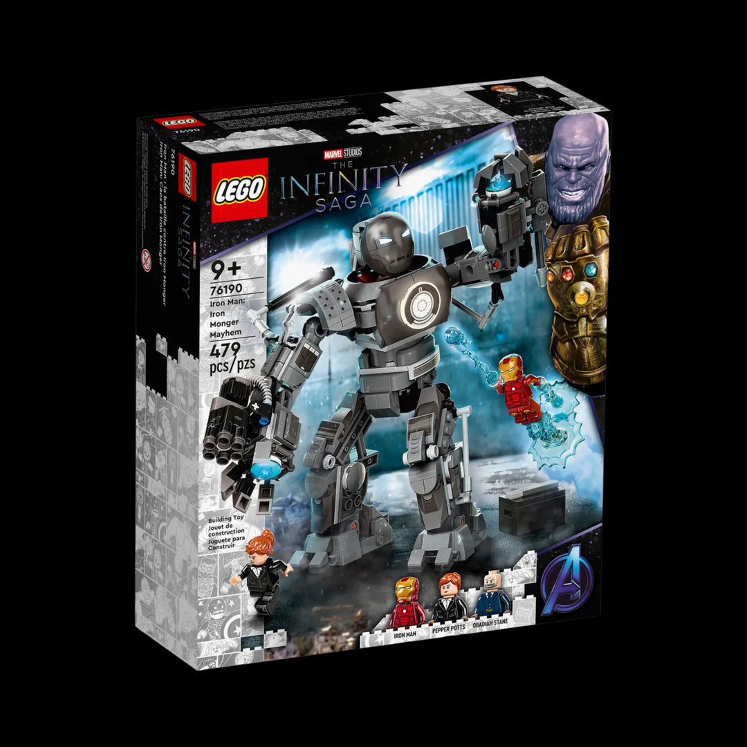 Lego box of Iron man iron monger mayhem 76190