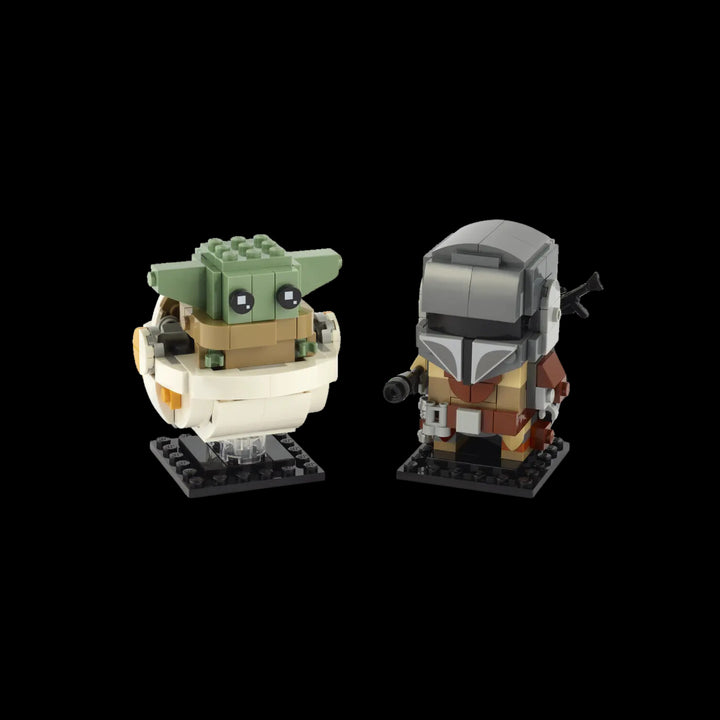 Fully assemble Mando and the child brickheadz 75317 with elements