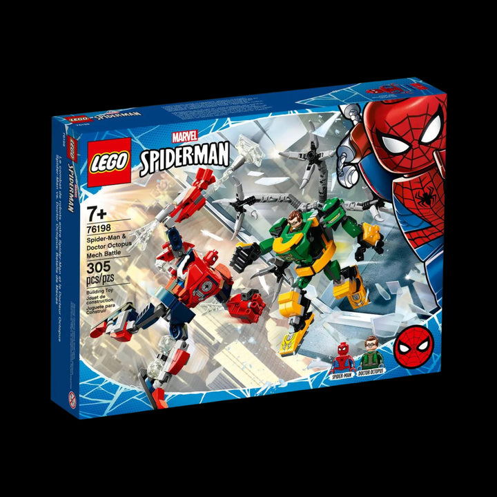 Lego box of Spiderman and Doc Ock mech battle 76198