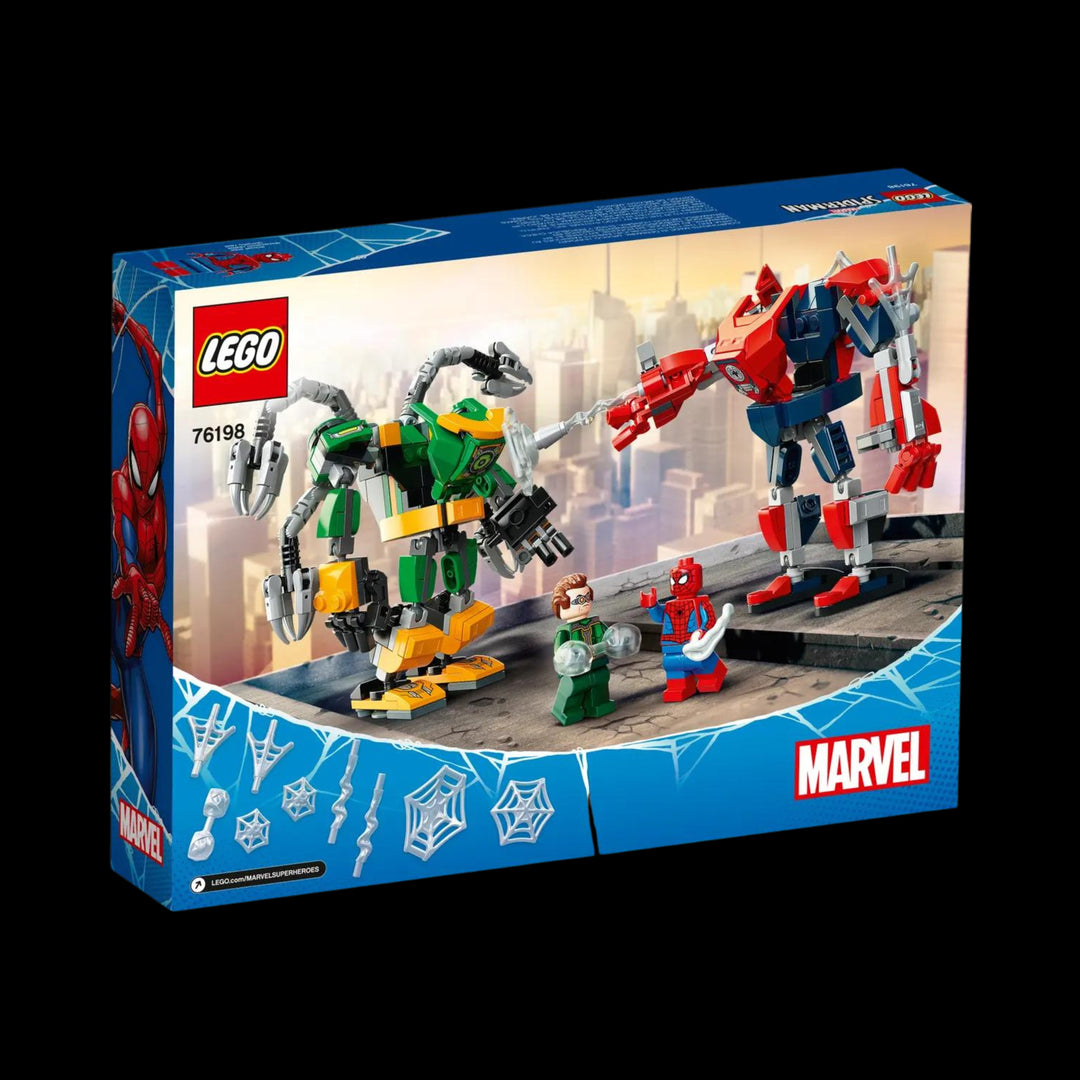 Lego box of Spiderman and Doc Ock mech battle 76198