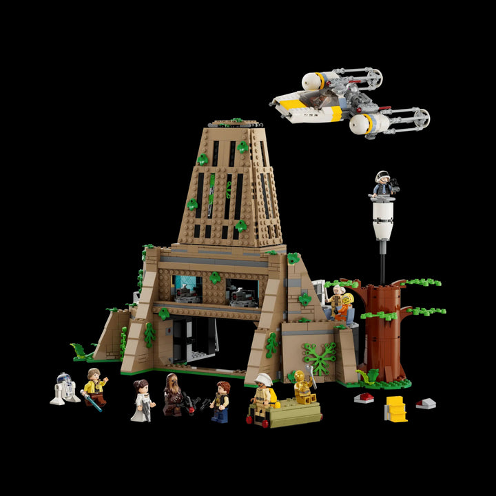 Fully organized Star Wars Yavin 4 Rebel Base 75365 with all elements