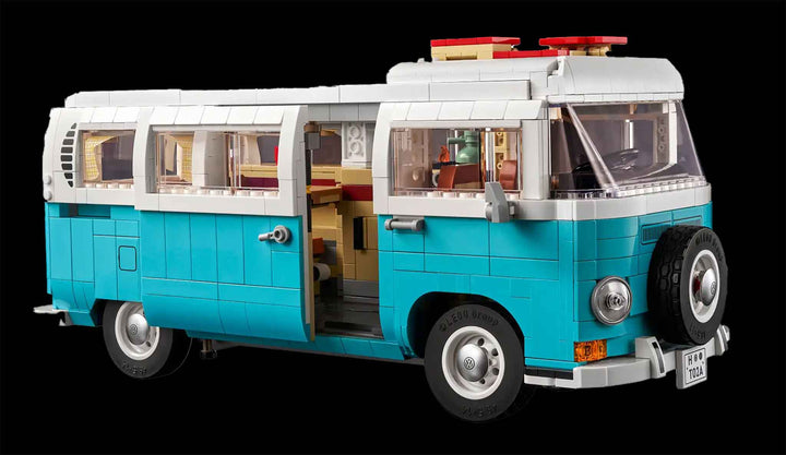 LEGO Blue VW Volkswagen campervan with door open