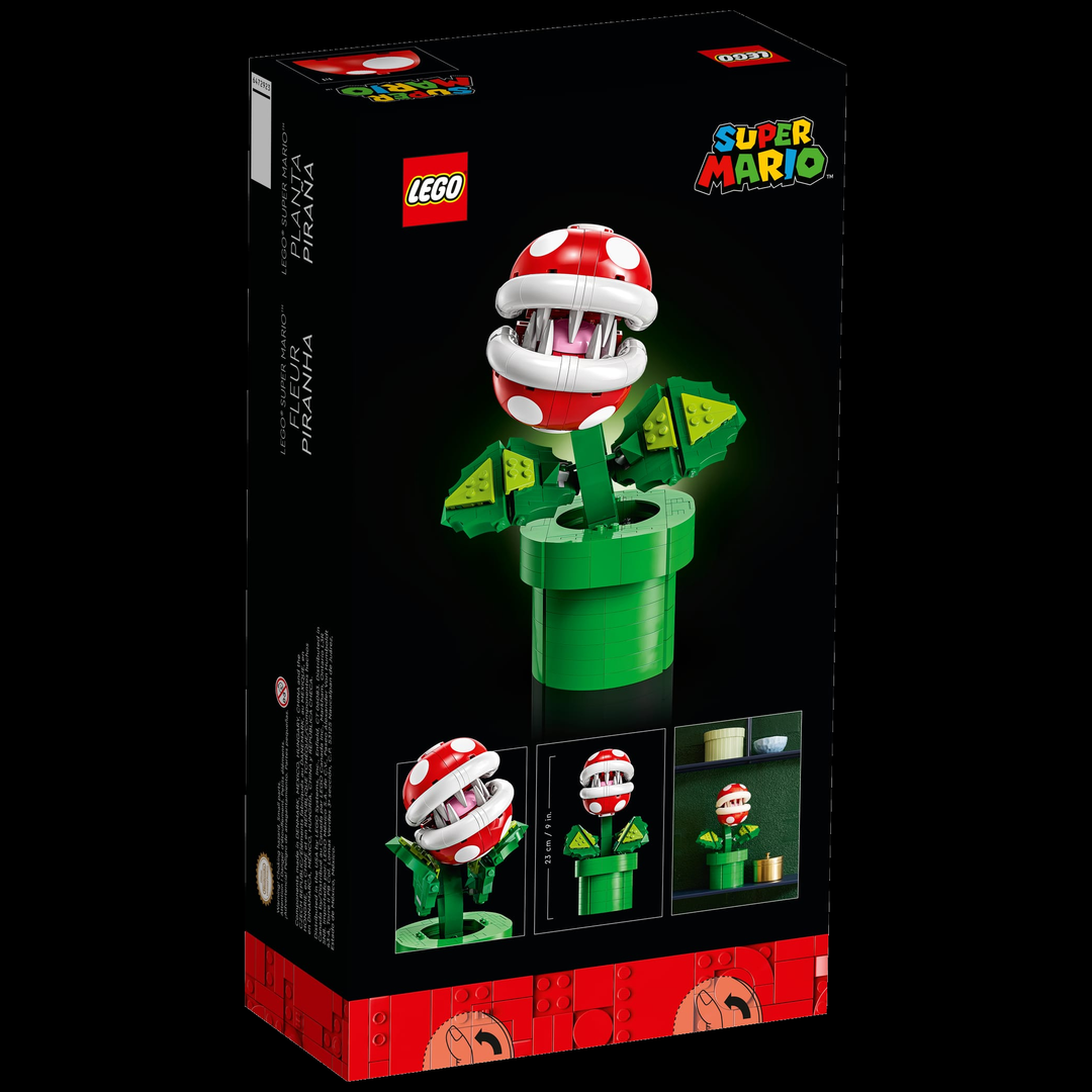 LEGO Super Mario Piranha Plant 71426 — back of box on black background