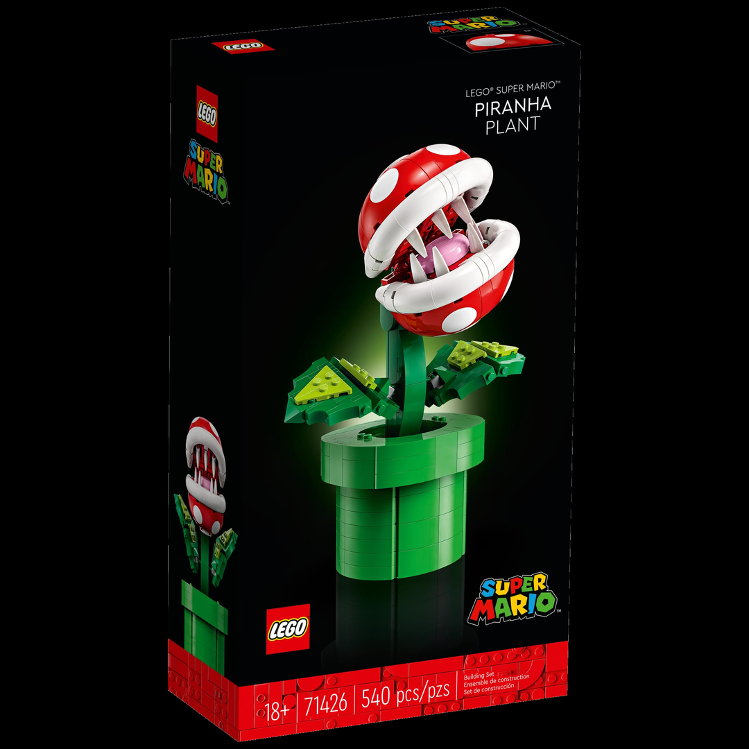 LEGO Super Mario Piranha Plant 71426 — front of box on black background