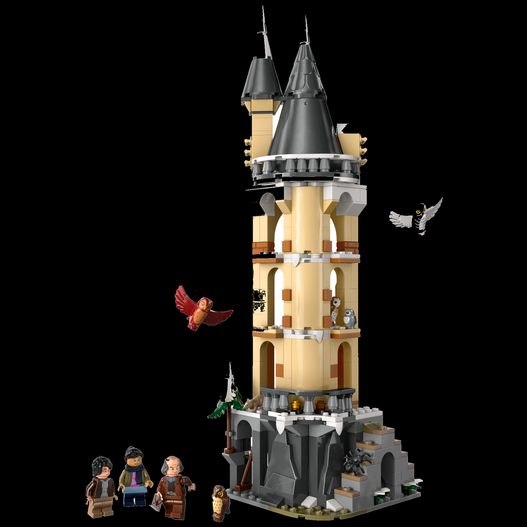 LEGO Harry Potter Hogwarts Castle Owlery 76430 — built set on black background