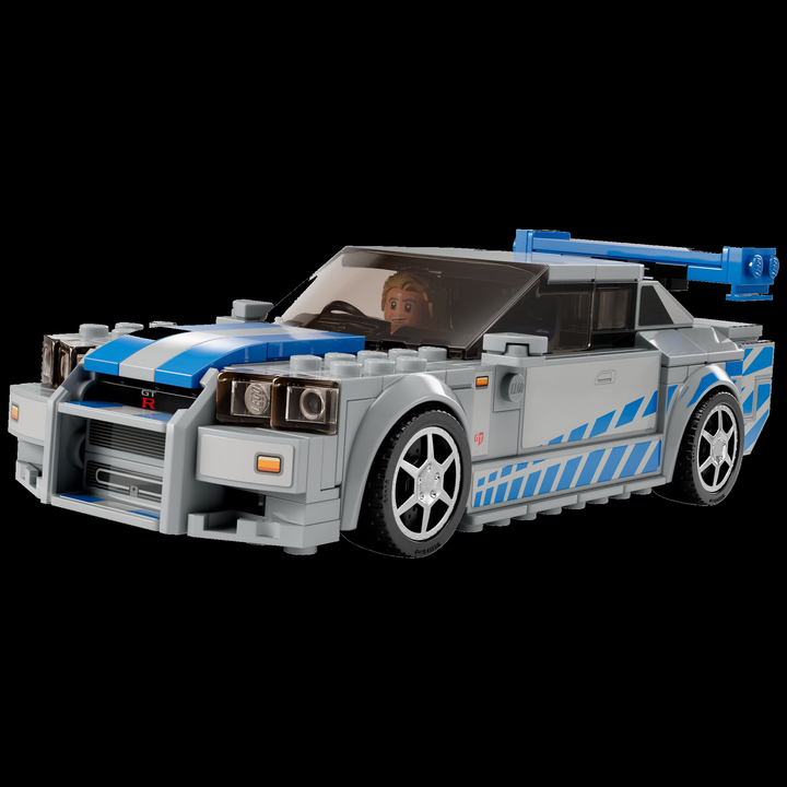 LEGO Speed Champions 2 Fast 2 Furious Nissan Skyline GT-R (R34) 76917 — built set on black background