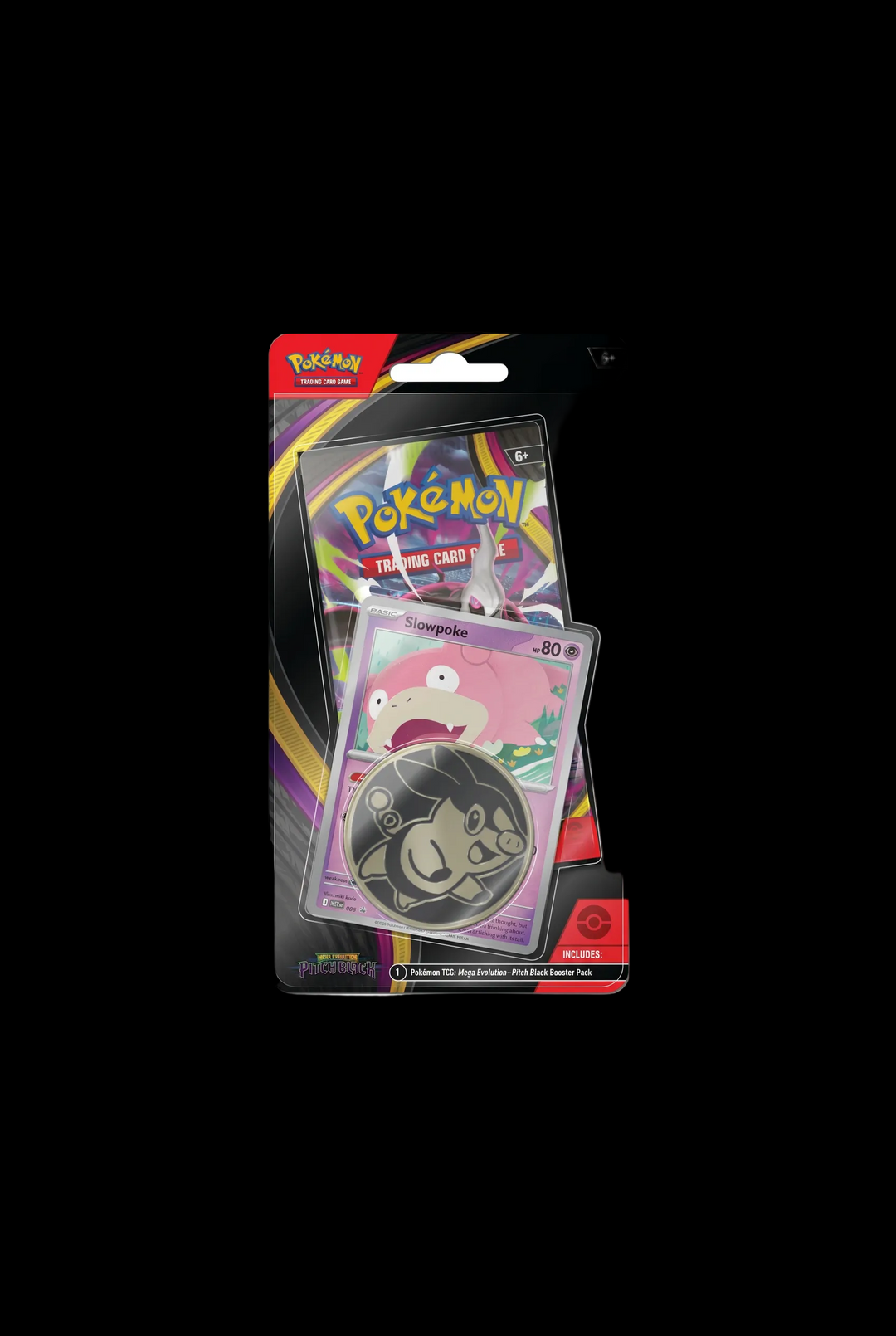 Pitch Black Slowpoke single-pack blister, half-size on black background
